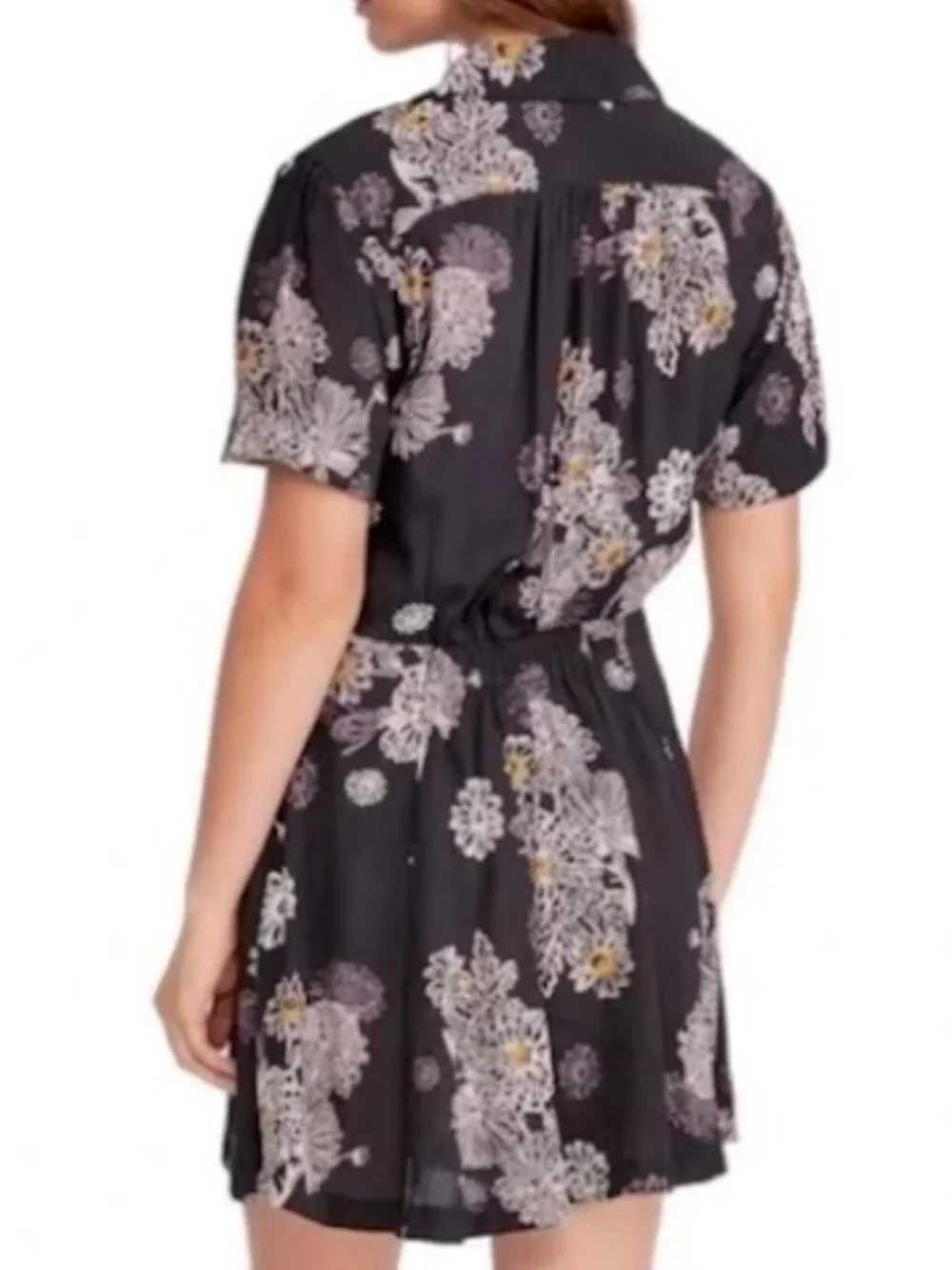 Free People Blue Hawaii Floral Mini Dress - Black Combo - Size M